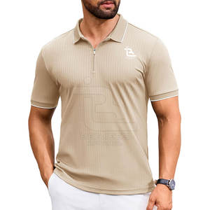 เสื้อเจอร์ซี่ระบายอากาศสีพื้นสำหรับผู้ชายเสื้อแขนสั้นผ้าฝ้าย100% ซิปทันสมัยสำหรับฤดูร้อน - Product Image 1