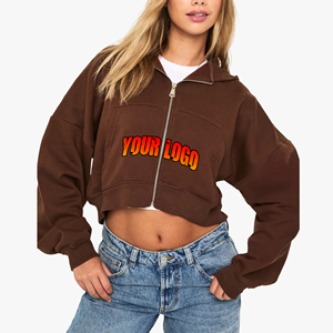 Sudaderas con capucha de peso pesado de gran tamaño con hombros caídos y cremallera completa para mujer, ropa informal personalizada con logotipo impreso DTF, ropa de calle con capucha 100% - Product Image 4