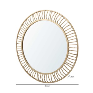 Miroir mural rond en métal doré exquis ajoutant une élégance royale de luxe et une touche artistique moderne aux intérieurs contemporains - Product Image 4