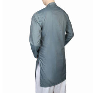 Mashriq Slim Fit <b>Kurta</b> For <b>Men</b> - Steel Blue - Product Image 4