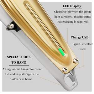 Recortadora de Barba y Cabello Profesional Inalámbrica con Cuchilla en T para Hombres, Cortadora Eléctrica para Barberos y Estilistas, Cuidado Corporal Completo, Alimentación por Batería - Product Image 4