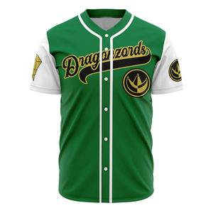 Maillot de baseball pour homme inspiré de l'anime, vert, à boutons, manches blanches, couleur personnalisable, design antibactérien, séchage rapide, anti-humidité - Product Image 1