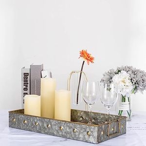Plateau de service décoratif en métal galvanisé et bois avec poignée pour décoration de fête de mariage et de banquet - Product Image 4