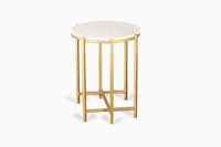 Table d'appoint moderne en aluminium avec structure en arc et plateau en verre, tendance actuelle, pour salon et chambre à coucher
