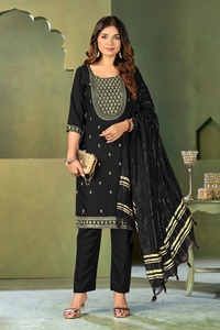 Costume en crêpe élégant de meilleure qualité pour dames Options non cousues et prêtes à l'emploi de vêtements de mode ethnique disponibles au prix d'exportation - Product Image 2