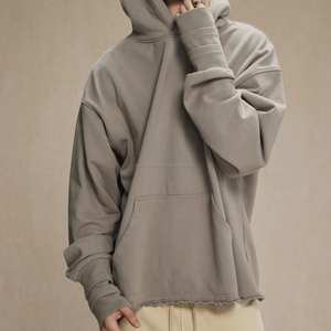 Sweatshirts pour hommes, sweat-shirt à capuche court avec impression puff délavée à l'acide, ensembles de sweat-shirts pour hommes, sweat-shirt vintage uni délavé, sweat-shirt à capuche avec trous pour les doigts - Product Image 3