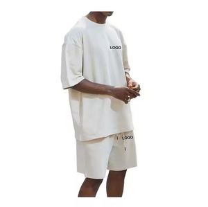 Ensemble deux pièces en coton délavé vintage pour hommes, avec logo personnalisé, écologique, style décontracté d'été, marque sur mesure, vente en gros - Product Image 6