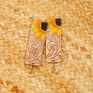 Recién llegado, pendientes de cuero tallados a mano de estilo occidental para mujer, bonitos pendientes de lágrima a la moda, joyería de moda de cuero - Product Image 6