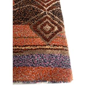 Tapis géométrique rectangulaire en laine et soie de bambou noué à la main Freedom Manchaha Rouge Orange pour la maison et le couloir - Product Image 4