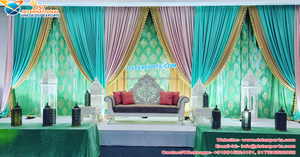 Punjabi mariage Jaggo nuit décoration toile de fond rideaux incroyable Sangeet scène toile de fond rideaux derniers mehndi rideaux de scène - Product Image 6