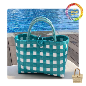Durable Plastic Woven Bag | Eco Friendly Shopping Bag | Spacious bag with colorful straw - Product Image 3