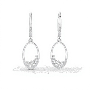 Pendientes de Aro Ovalados con Moissanita de Corte Redondo, Plata de Ley 925, Modelo 455 - Product Image 1