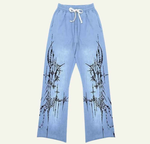 ชุดวิ่งแบบเรียงซ้อนพิมพ์ลายกราฟิกส์ขนาดใหญ่แกรมสำหรับผู้ชายชุดวอร์มทรงหลวมชุดวอร์มสตรีทแวร์กางเกงสแต็ค - Product Image 3