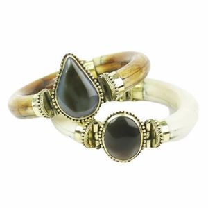 Handmade White Agate Vintage Bone Fashion Bangle India Manufacturer Brass Bangle Cuff Bracelet Handcrafted Jewelry Party Use - Product Image 2