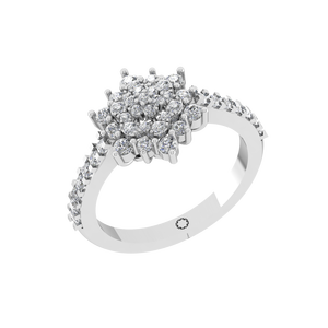 Élégante bague de fiançailles en diamant cultivé en laboratoire sur mesure 950 platine scintillant grappe florale IGI mariage bijoux fins d'Inde - Product Image 1