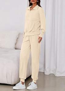 Conjunto de Sudadera Casual de Felpa con Estampado Cálido para Mujer, Sudadera con Capucha de Corte Regular para Invierno - Product Image 3