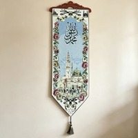 Tapestry Dinding Poliester Tenun Motif Arab dengan Rumbai Bunga Gaya Bohemian untuk Dekorasi Rumah