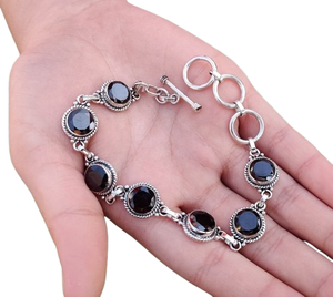 Pulsera de tenis de Plata de Ley 925 para mujer, piedra preciosa de cuarzo ahumado, joyería hecha a mano de moda chapada en rodio - Product Image 1