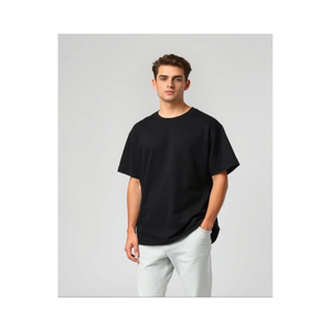 Camiseta Extra Grande de Algodón 100% Teñido Liso para Hombre, Ropa Casual Cómoda para el Estilo Diario - Product Image 1