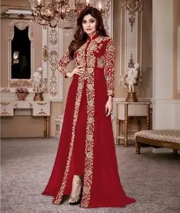 Hint pakistan Georgette nakış iş fantezi Salwar Kameez Saree uzun elbisesi elbise kadınlar düğün koleksiyonu için Suit