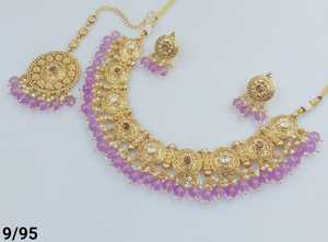 JOYERÍA DE COBRE TRADICIONAL Y DE MODA INDIA CONJUNTO DE JOYERÍA DE BODA NOVIA PARA MUJER CONJUNTO DE PENDIENTES Y COLLAR - Product Image 5