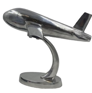 Sculpture d'avion en aluminium argenté faite à la main ornement d'avion de table décoratif figurine d'objets décoratifs de bureau - Product Image 3