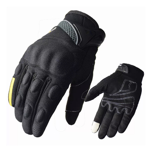 Gants de moto pour hommes, compatibles écran tactile, gants de moto à doigts entiers. Gants de course vintage en cuir respirant - Product Image 1