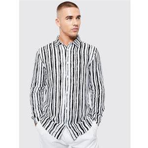 Nouveau design professionnel de vêtements pour hommes OEM ODM Chemise décontractée à rayures blanches à col ouvert Meilleur prix Fabrication en gros - Product Image 3