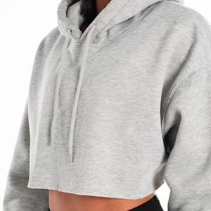 Meilleure vente XS coton à manches longues pull-over crop top logo personnalisé sweats à capuche de sport d'hiver brodé OEM tricoté capuche surdimensionnée - Product Image 6