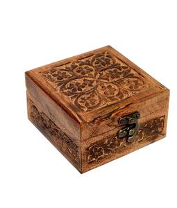 Urne antique en bois faite à la main Arbre de vie Gravure Boîte à bijoux sculptée à la main pour femmes-Bijoux pour hommes | Accents de décoration intérieure - Product Image 3