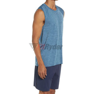Vente en gros de débardeurs de fitness pour hommes en coton respirant compression de musculation simple logo personnalisé tricoté décontracté - Product Image 1