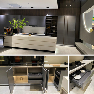 Tủ bếp nhôm hiện đại thiết lập hoàn thành chuyên nghiệp hoàn thành với đảo đồ nội thất nhà bếp Modular ẩm thực tủ - Product Image 4