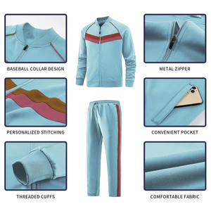 Survêtements lavés à l'acide survêtement zippé 100% coton éponge surdimensionné pour homme pantalon de survêtement évasé empilé et ensemble de fermeture éclair - Product Image 5