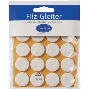 White 17 mm Self-Adhesive Felt Glides 16-Piece Set Per SB <b>Card</b> for Rug Pads & <b>Protectors</b> - Product Image 2