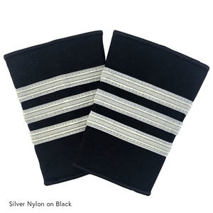 Three Bar Pilot Epaulets - First Off shoulder board 3 bar silver naylon braid on navyblue - Product Image 5