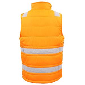 Hi Vis Puffer Workwear Vest Zip Up w Bande Réfléchissante Quilted Puffer Veste Traditionnelle - Product Image 2