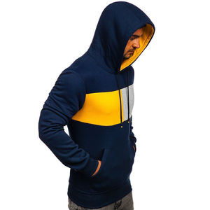 Sudadera con capucha OEM personalizada al por mayor para hombre con costuras en contraste en brazos y Jersey de bolsillo sudaderas con capucha transpirables con logotipo personalizado - Product Image 5