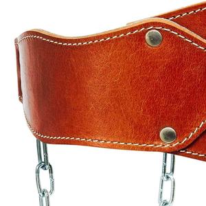 Ceintures de musculation en cuir de vache véritable avec logo personnalisé pour la musculation, chaîne en acier, entraînement de force et de musculation, ceinture de traction - Product Image 5