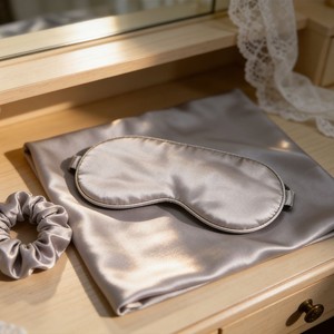 Masque pour les yeux <span class=keywords><strong>en</strong></span> soie de qualité supérieure, <span class=keywords><strong>en</strong></span> promotion, avec sac cadeau, réutilisable, doux pour la peau, pour dormir - Product Image 2