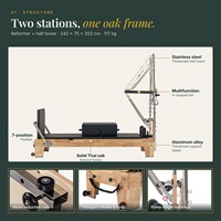 Nouvel Arrivage : Équipement de Pilates 2-en-1 de Qualité Commerciale en Bois de Chêne Massif avec Barre de Repose-Pieds Réglable et Demi-Tourneuse pour Studio de Pilates