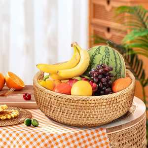 Corbeille à fruits ronde en rotin naturel, panier de rangement en osier tissé à la main pour la décoration de la salle à manger - Product Image 4