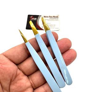 Ensemble de 3 pinces à épiler en acier inoxydable, pointues et carrées, impression de logo personnalisée, service OEM pour le façonnage des sourcils et des poils - Product Image 1