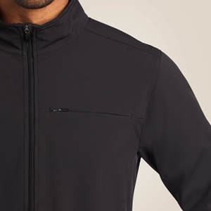 Diseño cómodo y de moda Cuello acanalado frontal Cremallera Chaquetas de manga larga Uniforme Enfermera Scrubs Top - Product Image 3