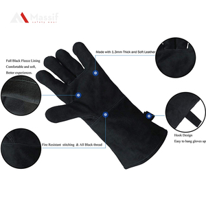 Gants de four industriels de sécurité en cuir de vache de haute qualité résistants aux coupures anti-impact anti-dérapant anti-chaleur approuvés pour le soudage - Product Image 2