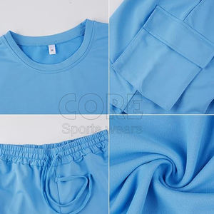 Nuevo conjunto corto personalizado de alta calidad para hombre, camiseta transpirable de verano, conjuntos de prendas de vestir exteriores de 2 piezas, pantalones cortos de estilo Cargo - Product Image 6