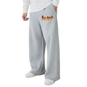 กางเกงวอร์มทรงหลวมพิมพ์ลายโลโก้สไตล์ลำลองสำหรับฤดูใบไม้ร่วง ผ้าสแปนเด็กซ์/โพลีเอสเตอร์ ผ้าแคนวาส ล้างสีแบบแอซิด ปิดด้วยเชือกผูก เป็นมิตรกับสิ่งแวดล้อม ทรงโอเวอร์ไซส์ - Product Image 1