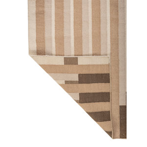 พรมขนสัตว์ทอแบบเรียบสีเทาและสีดำ รุ่น Indusbar ADWL-91 ลายทางแบบนามธรรม พรมปอกระเจาสำหรับบ้าน รูปทรงสี่เหลี่ยมผืนผ้า สำหรับปูพื้นทางเดิน - Product Image 5