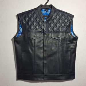 Otoño Invierno temporada personalizable Color sólido Super calidad al por mayor motocicleta de los hombres Chaleco de motorista de cuero genuino para hombres - Product Image 1