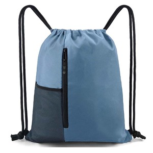 Sac à dos à cordon de serrage de couleurs personnalisées sac de sport pour femmes hommes enfants grande taille avec fermeture éclair et poches en maille pour bouteille d'eau - Product Image 3
