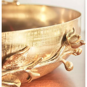 Bol à Chocolat Décoratif Luxueux Métal Or Finition Avec Bel Accent Floral Dessert Affichage Pour Hôtel Fournisseurs - Product Image 3